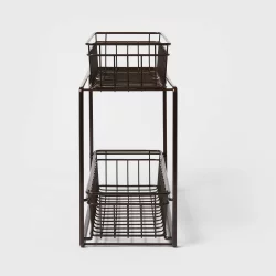 2 Tier Slide Out Storage Rack Slim Bronze - Threshold