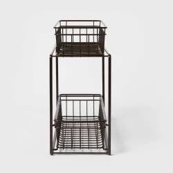 2 Tier Slide Out Storage Rack Slim Bronze - Threshold