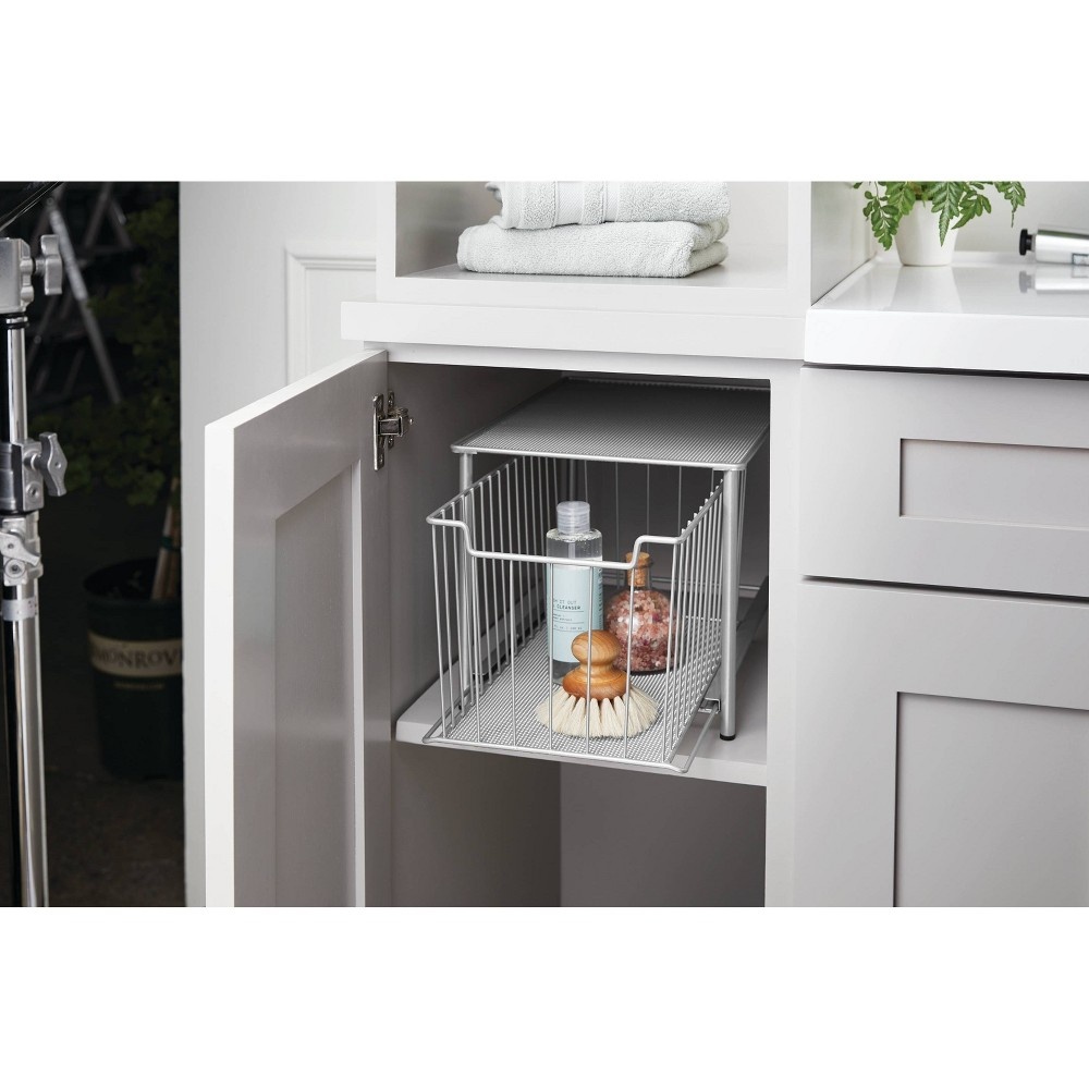 slide 2 of 5, Stackable Slide Out Drawer Organizer Medium Nickel - Threshold, 1 ct