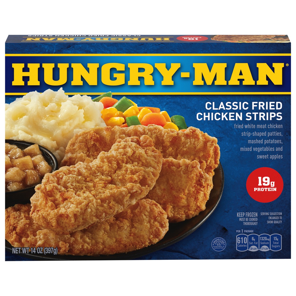 slide 1 of 14, Hungry-Man Classic Fried Chicken Strips, Frozen Meal, 14 oz, 14 oz