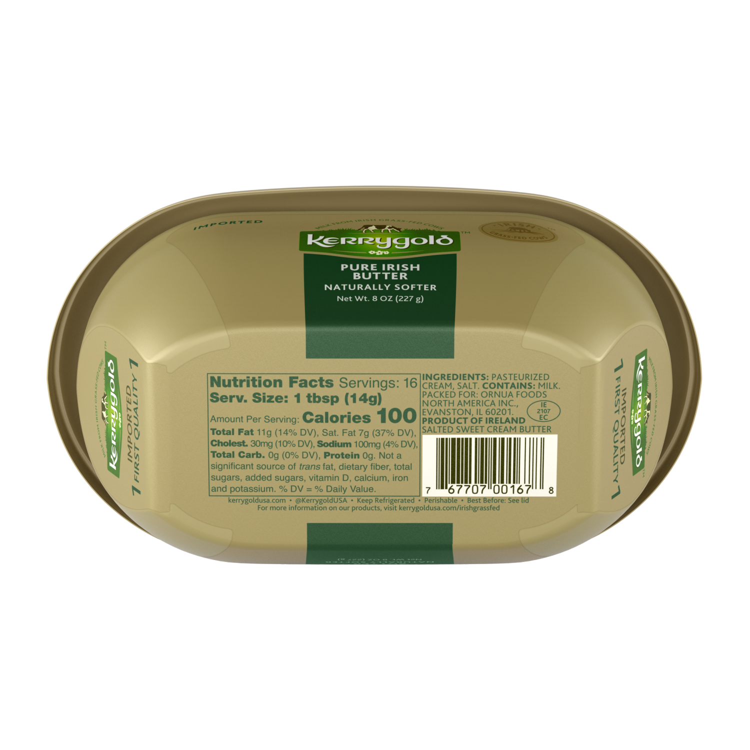 slide 2 of 2, Kerrygold Grass-Fed Naturally Softer Pure Irish Butter - 8oz Tub, 8 oz