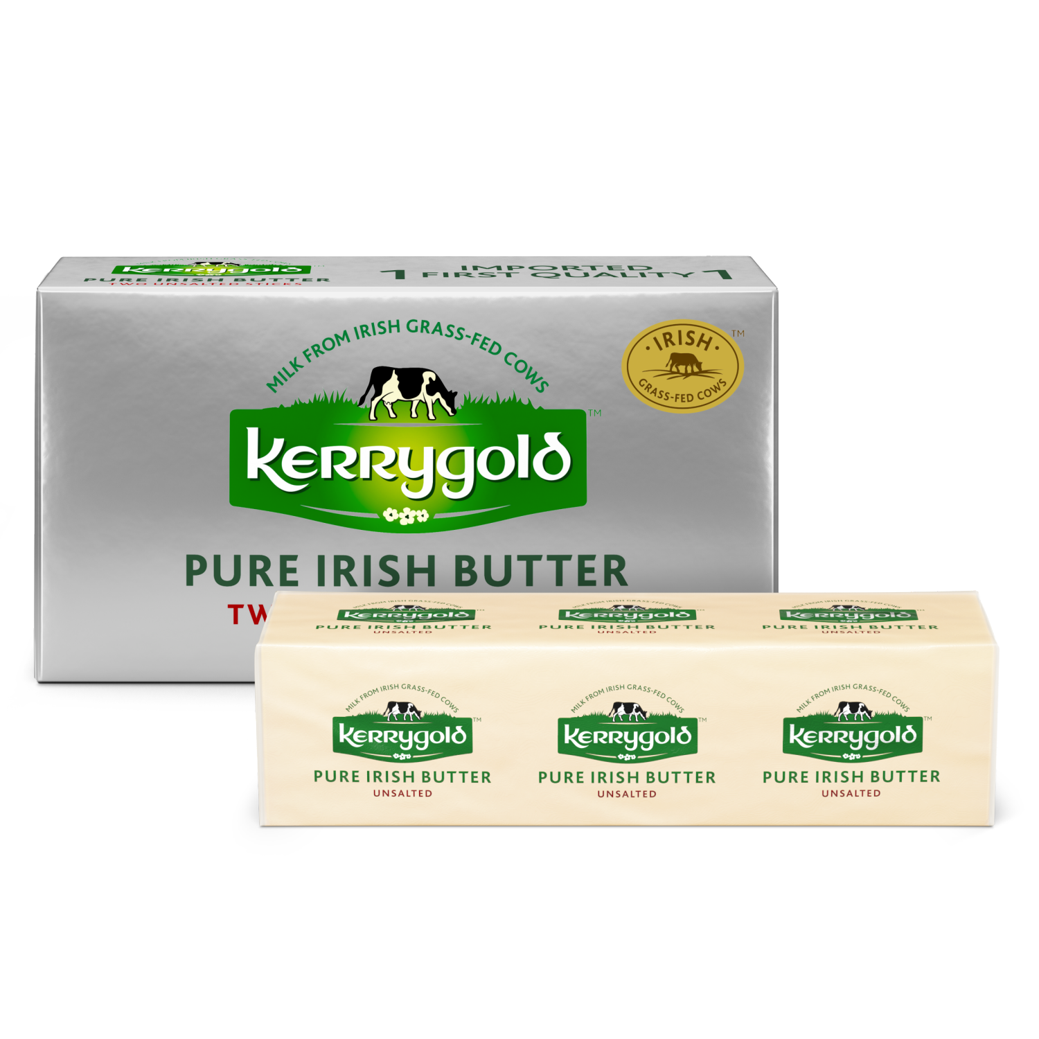 slide 1 of 3, Kerrygold Pure Irish Unsalted Butter Sticks 2 ea, 2 ct