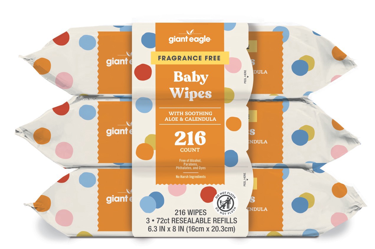 slide 1 of 1, Giant Eagle Unscented Natural Aloe Baby Wipes, 216 ct