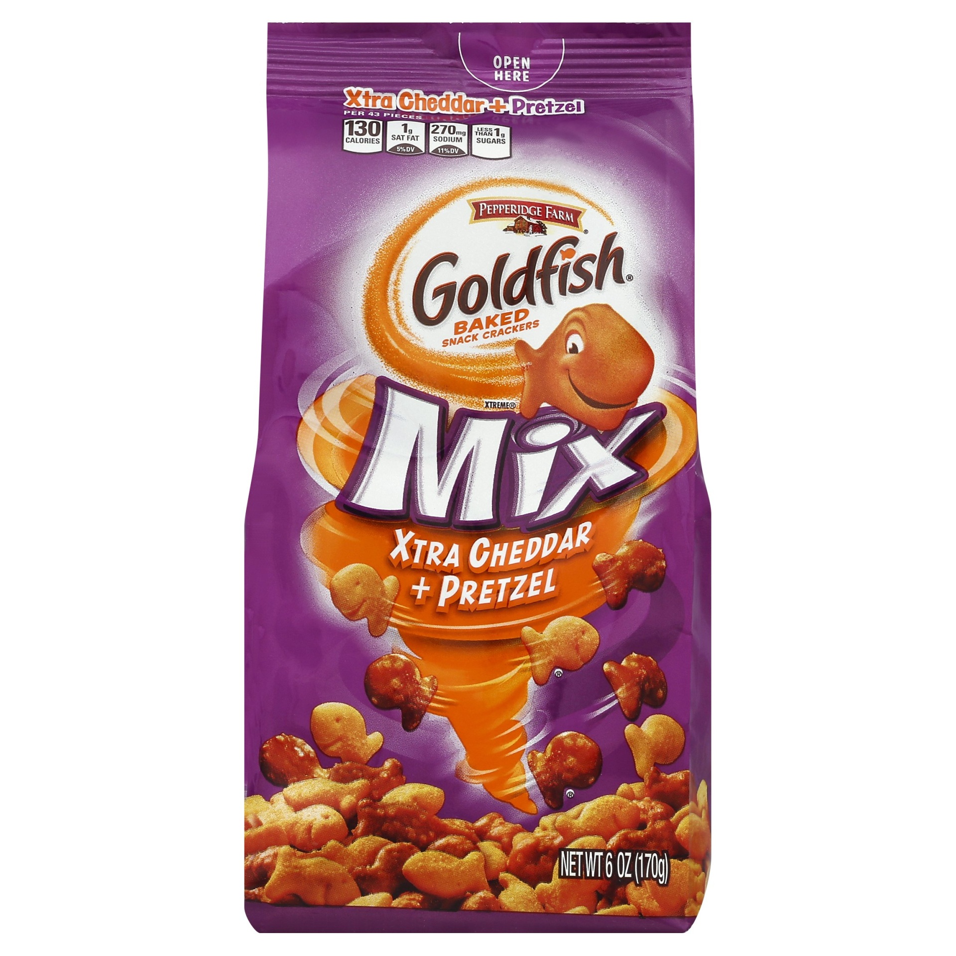 slide 1 of 6, Pepperidge Farm Goldfish Mix - Xtra Cheddar Pretzel, 6 oz