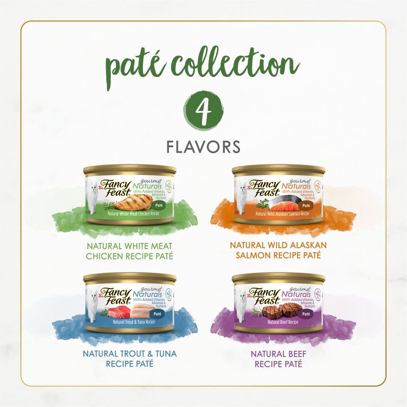 slide 3 of 10, Purina Fancy Feast Gourmet Naturals Variety Pack Chicken, Salmon, Tuna & Beef Flavor Wet Cat Food Cans - 3oz/12ct, 12 ct; 3 oz