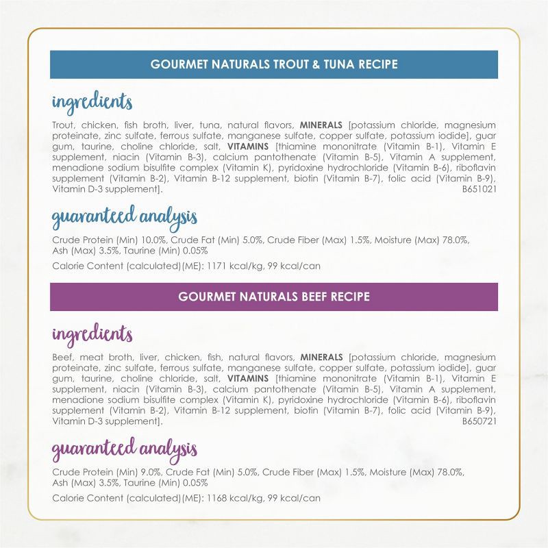 slide 8 of 10, Purina Fancy Feast Gourmet Naturals Variety Pack Chicken, Salmon, Tuna & Beef Flavor Wet Cat Food Cans - 3oz/12ct, 12 ct; 3 oz