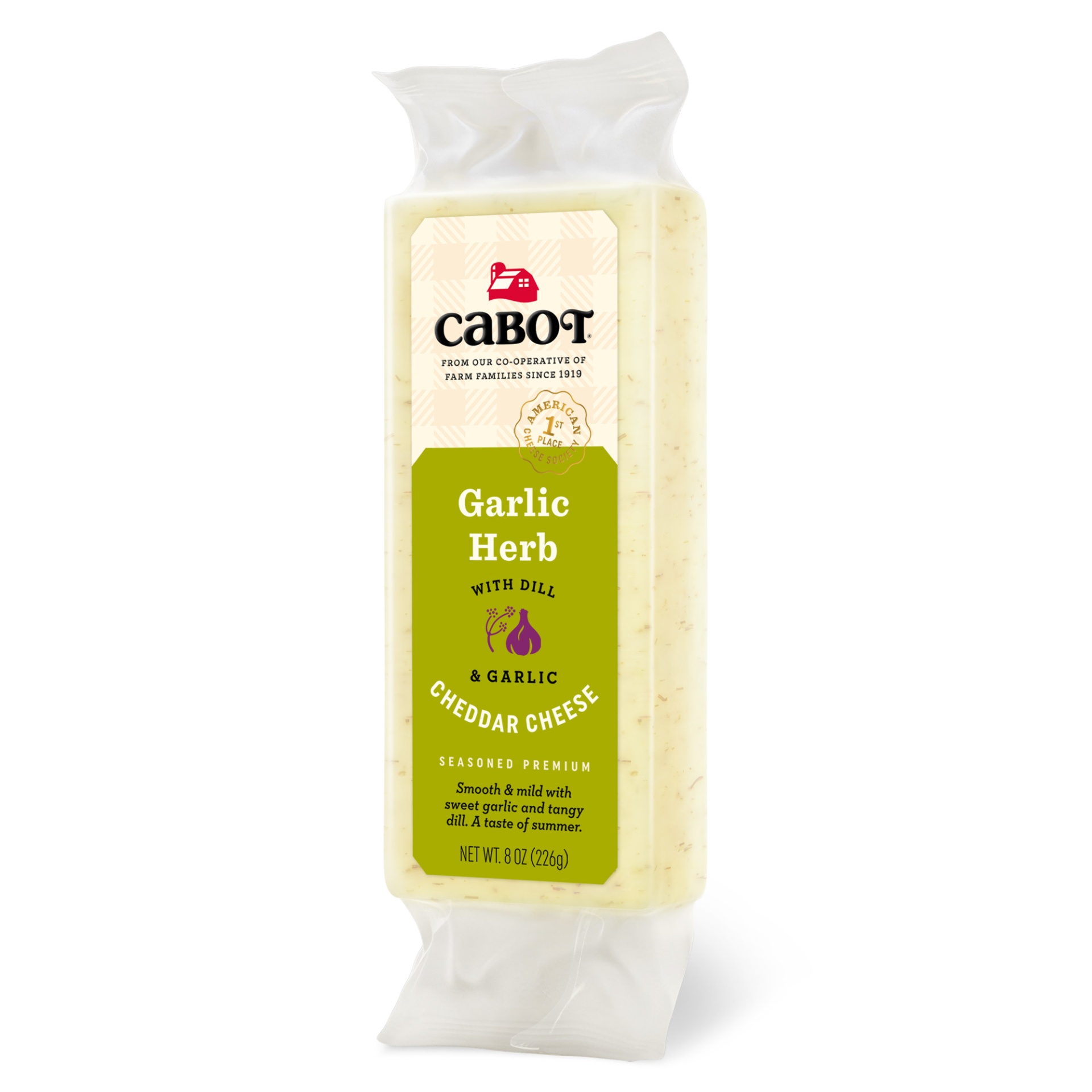 slide 5 of 5, Cabot Garlic Herb Cheddar Cheese, 8 oz