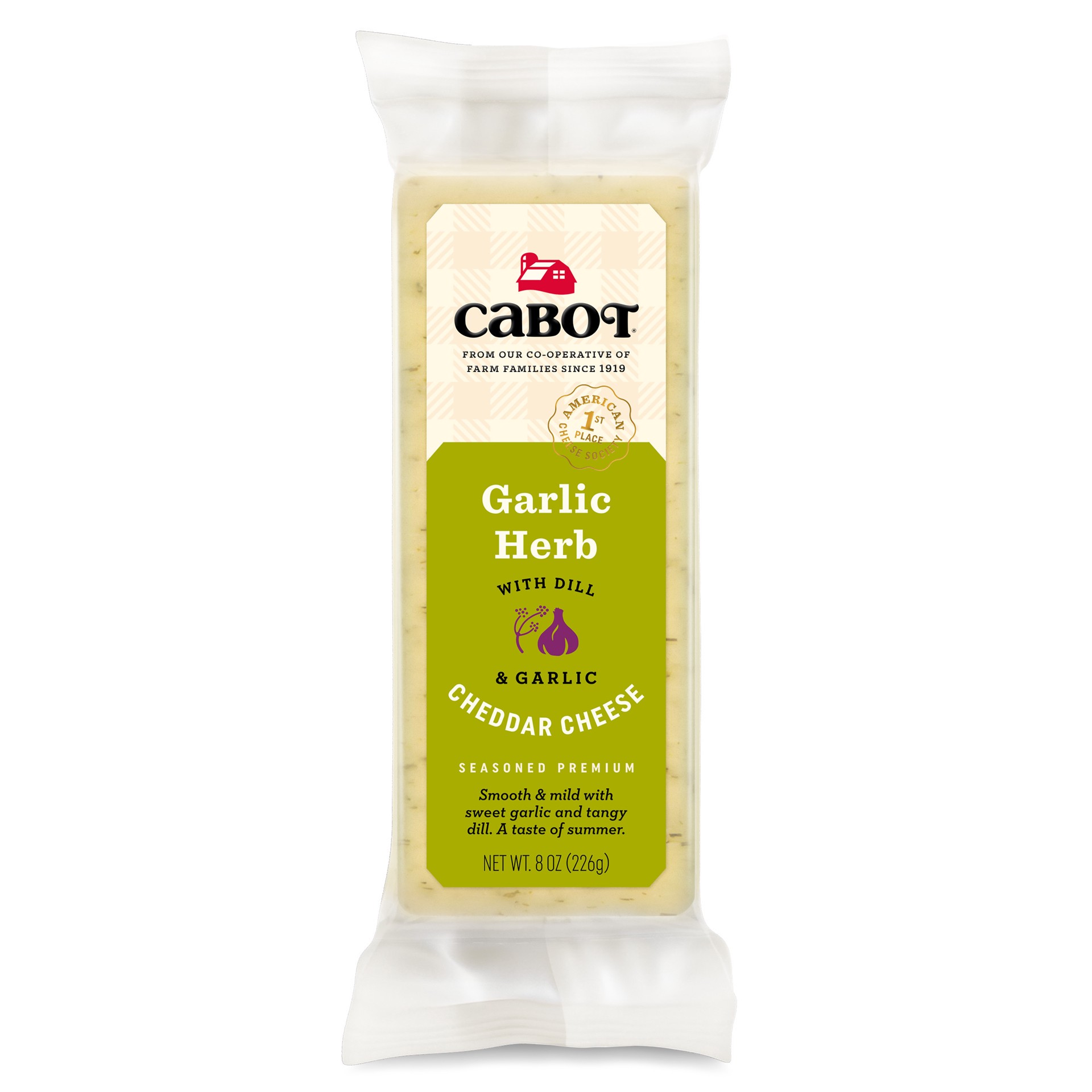 slide 1 of 7, Cabot Creamery Garlic Herb Cheddar Cheese Deli 8 oz, 8 oz