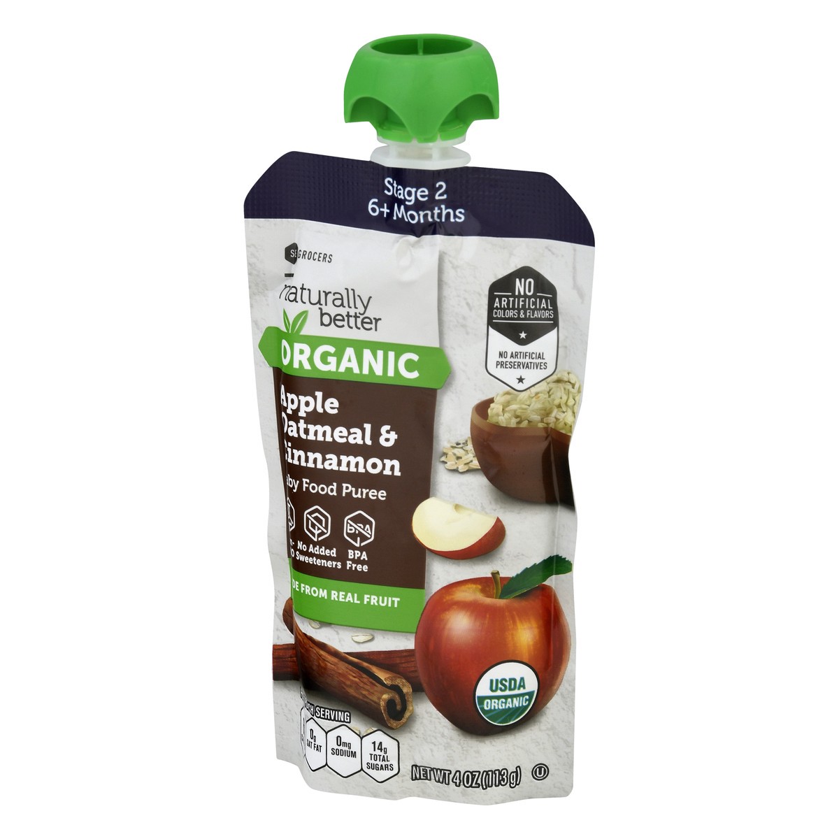 slide 12 of 12, SE Grocers  Naturally Better Apple Cinnamon Oat Puree, 3.5 oz