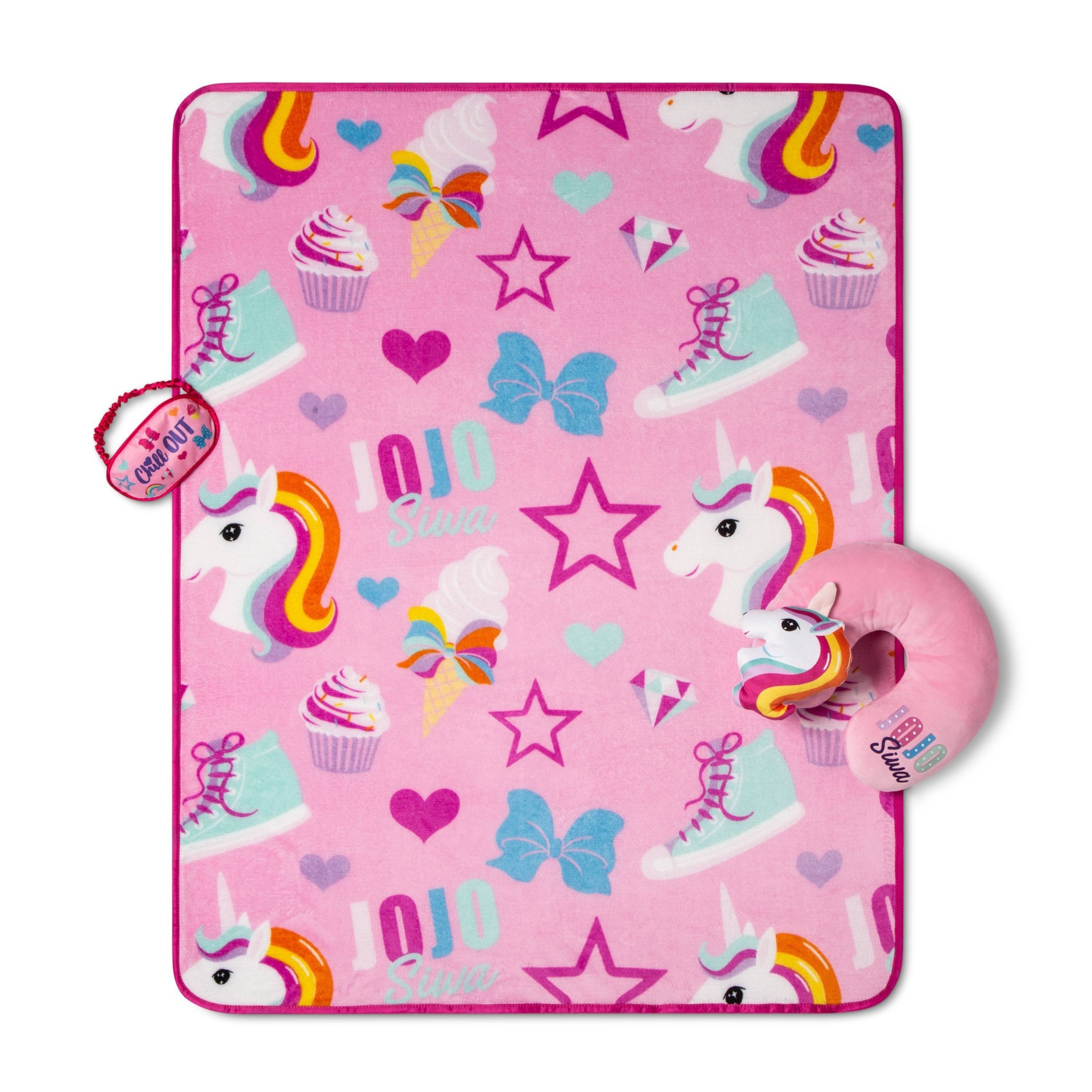 slide 1 of 4, JoJo Siwa Unicorn Throw and Neck Pillow Travel Set, 1 ct