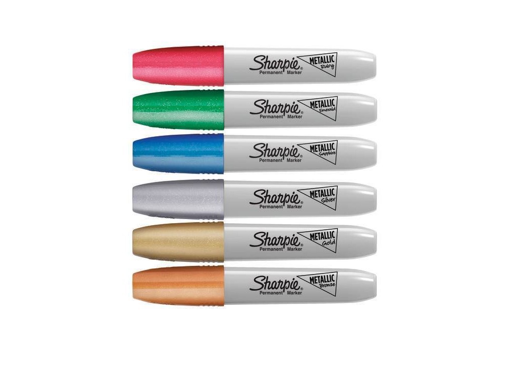 slide 4 of 6, Sharpie Permanent Markers Chisel Tip Metallic Multicolored, 6 ct