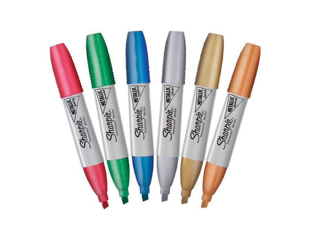 slide 5 of 6, Sharpie Permanent Markers Chisel Tip Metallic Multicolored, 6 ct