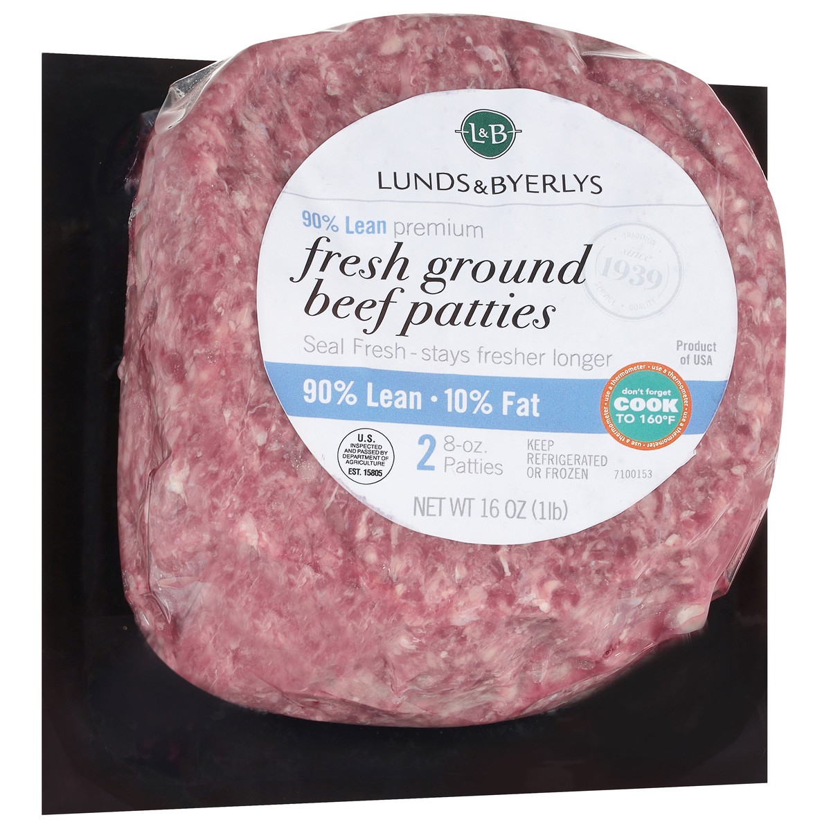 slide 11 of 12, L&B 90% Lean 10% Fat Fresh Ground Beef Patties 2 - 8 oz Patties, 2 ct