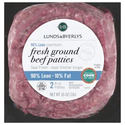L&B 90% Lean 10% Fat Fresh Ground Beef Patties 2 - 8 oz Patties