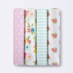 Flannel Baby Blankets Floral Fields 4pk - Cloud Island™