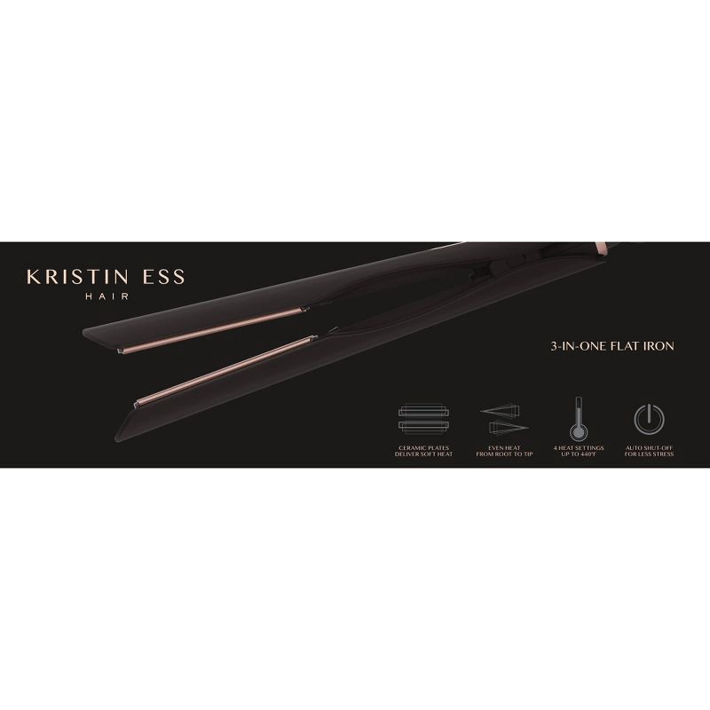 slide 2 of 3, Kristin Ess 3-In-One Ceramic Flat Iron Hair Straightener for Straightening, Waving & Curling - 1 1/4", 1 ct