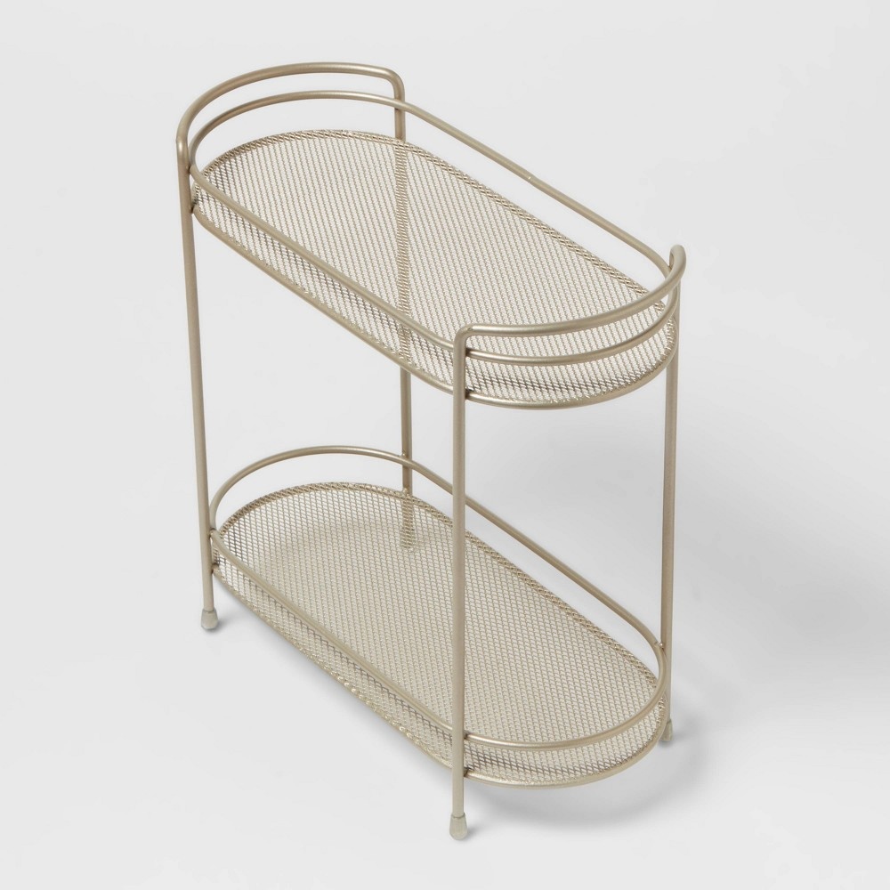slide 2 of 3, Two Tier Oval Shelf Mesh Brushed Nickel - Threshold, 1 ct