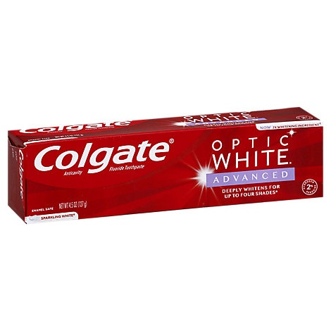 slide 1 of 1, Colgate Optic White Advanced Toothpaste Anticavity Fluoride Sparkling White, 4.5 oz