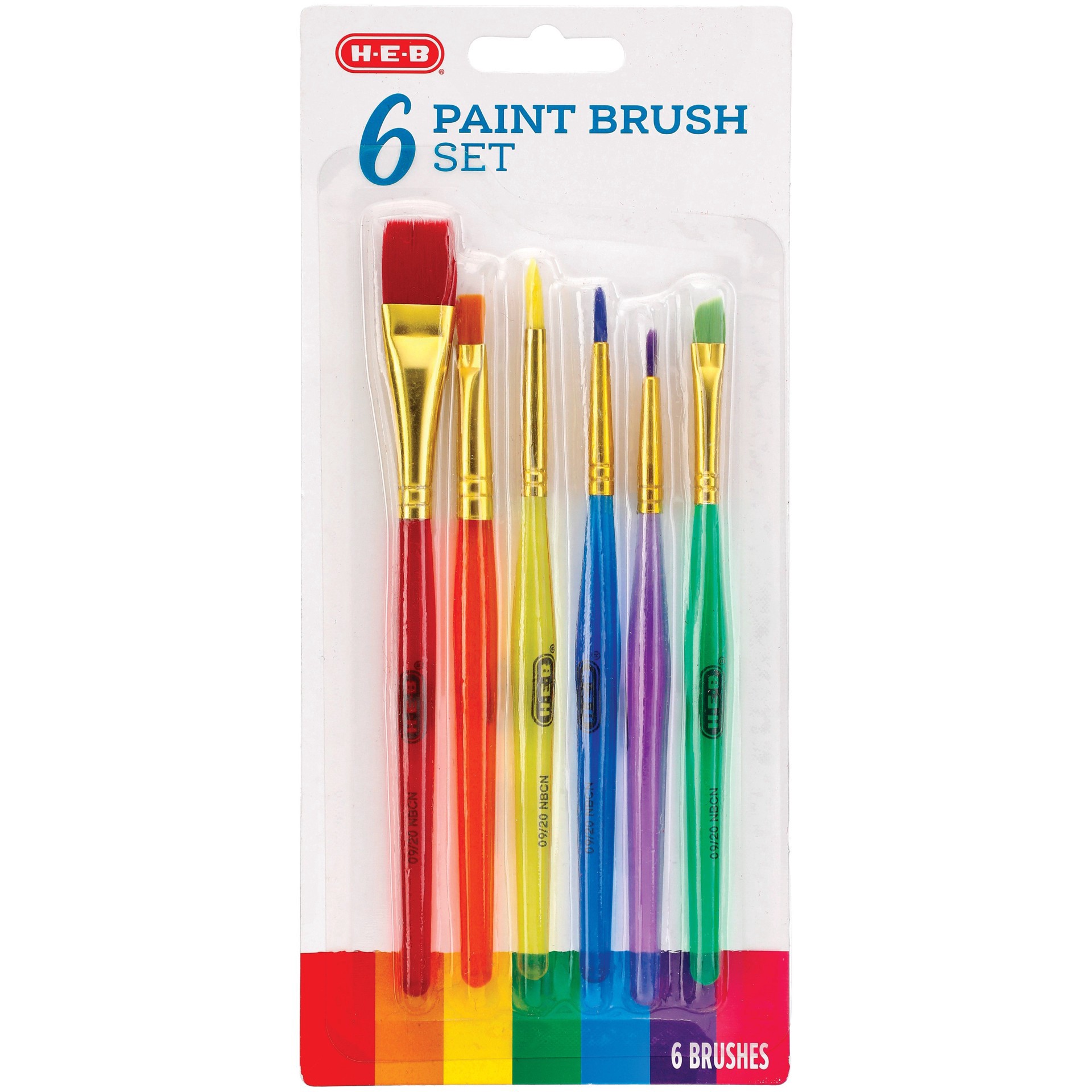 slide 1 of 1, H-E-B Assorted Paint Brush Set, 6 ct