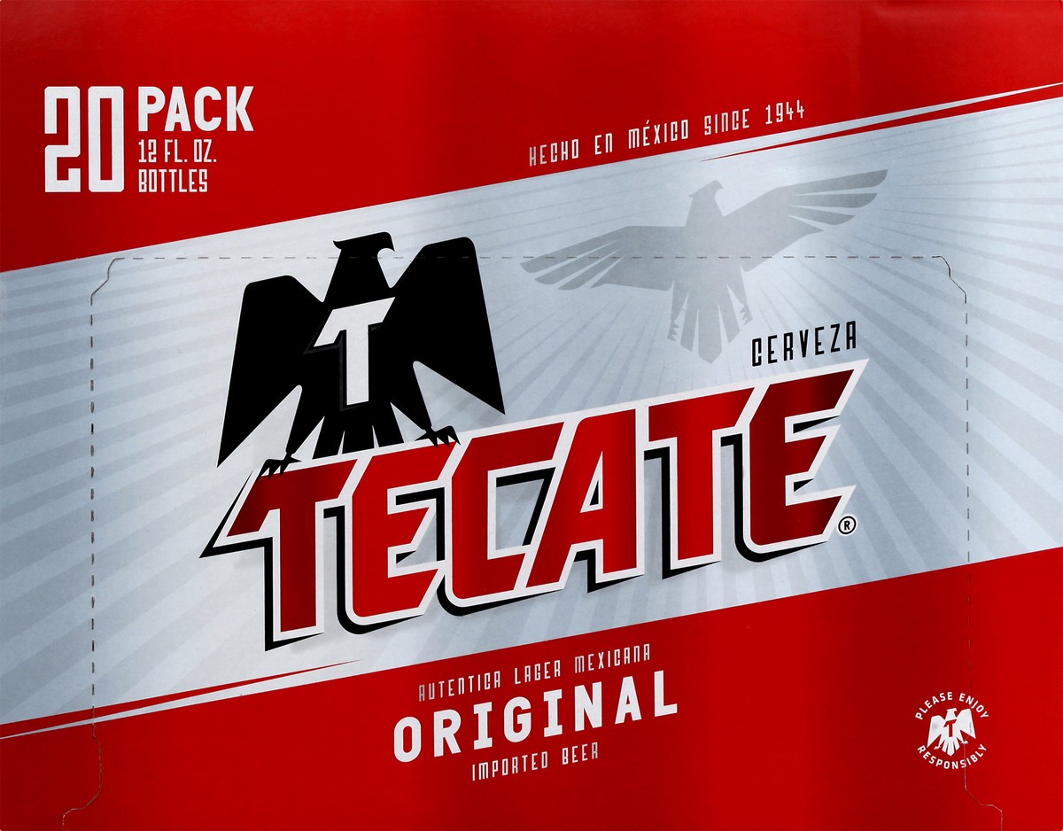 slide 2 of 8, Tecate Original Mexican Lager Beer, 20 Pack, 12 fl oz Bottles, 12 oz