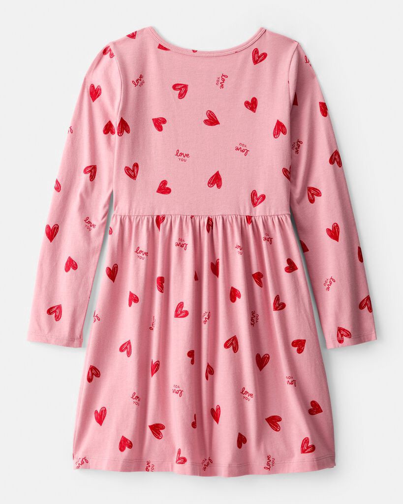 slide 2 of 3, Carter's Girls Heart Long-Sleeve Dress - Pink Pink 8, 1 ct