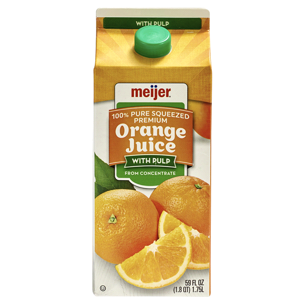 slide 1 of 1, Meijer Orange Juice From Concentrate With Pulp, 59 oz