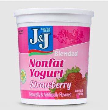 slide 1 of 1, J&J Strawberry Non Fat Yogurt - 32 oz, 32 oz