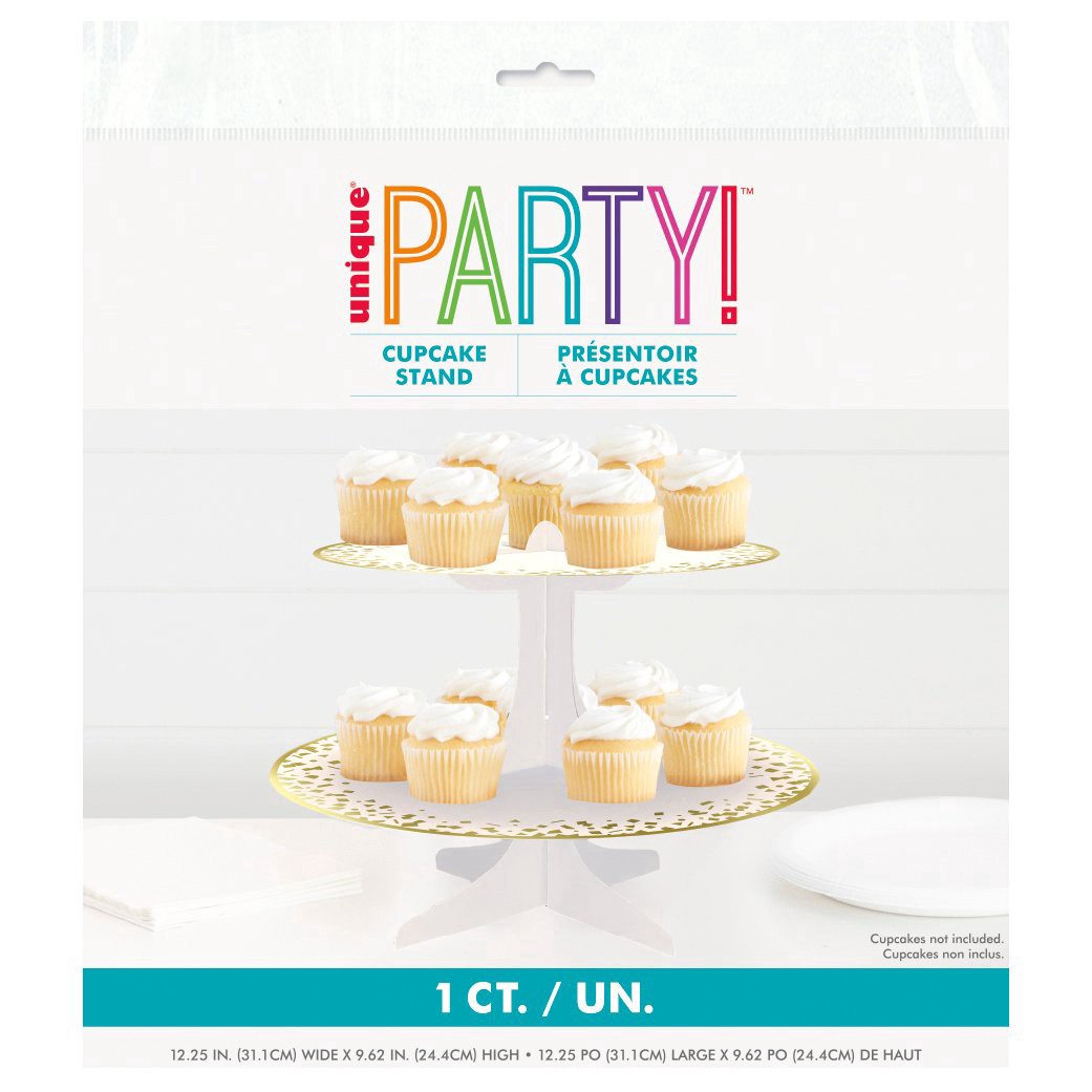 slide 1 of 1, Unique Gold Foil Cardboard Cupcake Stand, 12 ft x 9 ft