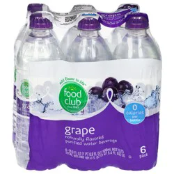 Food Club Purified Water, Grape, 6 pk 16.9 oz