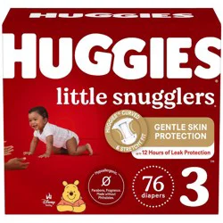 Huggies Little Snugglers Baby Diapers, Size 3 (16-28 lbs), 76 Ct