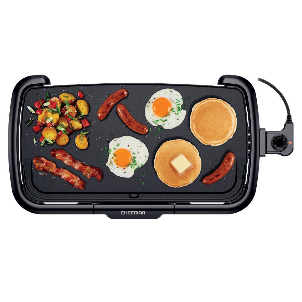 slide 3 of 5, Chefman Xl Electric Griddle W/ Temp Control, Immersible Flat Top - Black, 10 in x 20 in