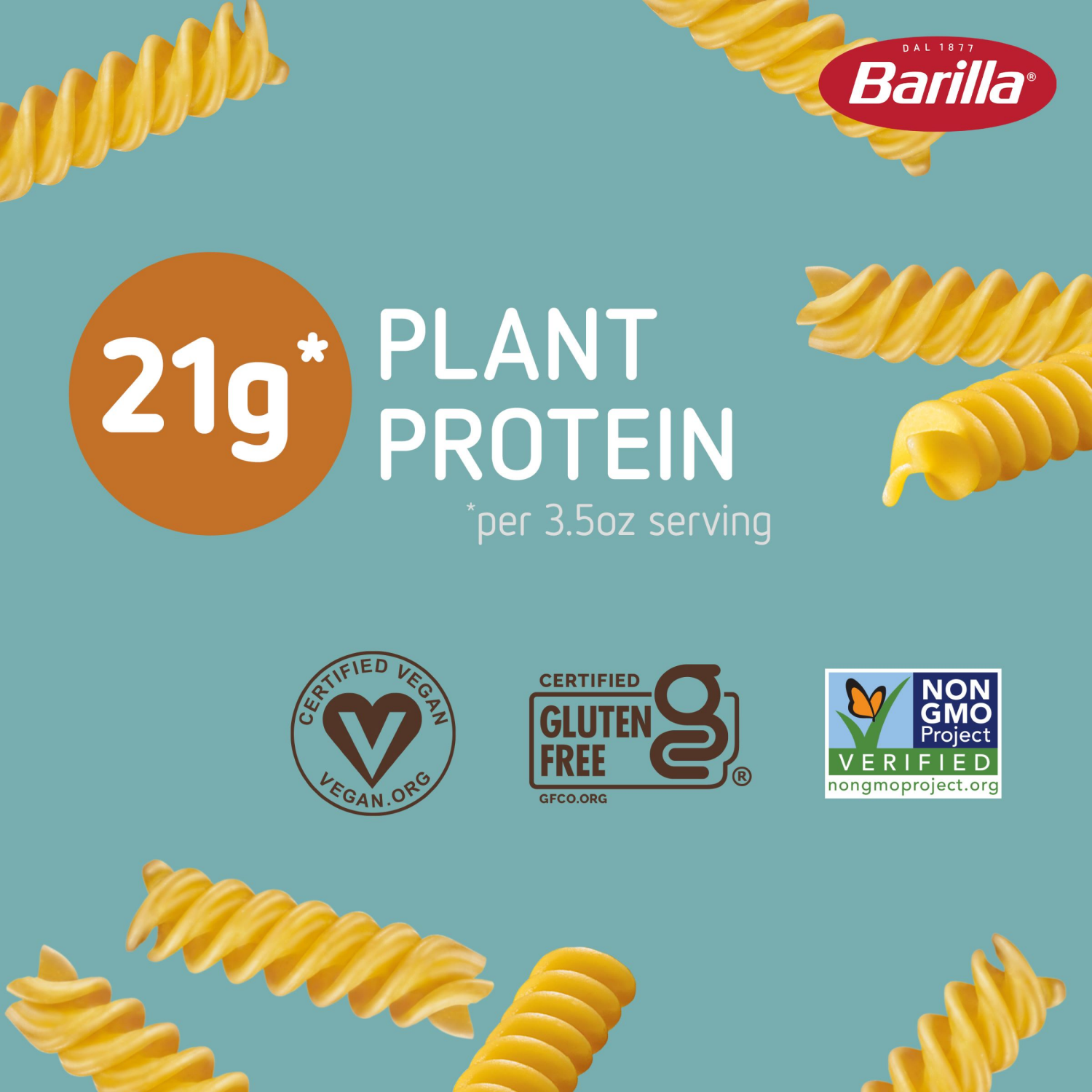 slide 5 of 5, Barilla Legume Chickpea Pasta, Rotini, 8.8 oz