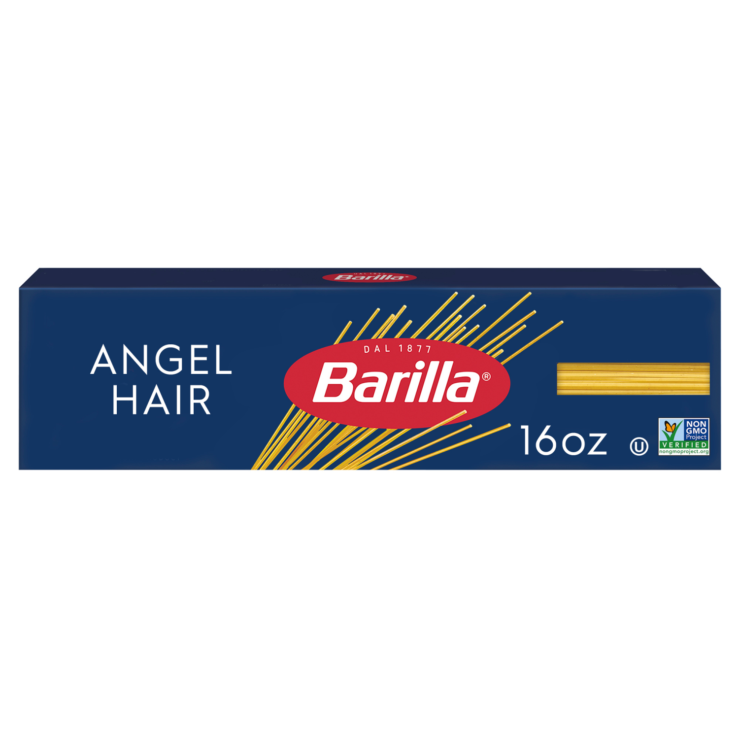 slide 1 of 5, Barilla Blue Box Angel Hair Non-GMO Certified & Kosher Pasta, 1 lb