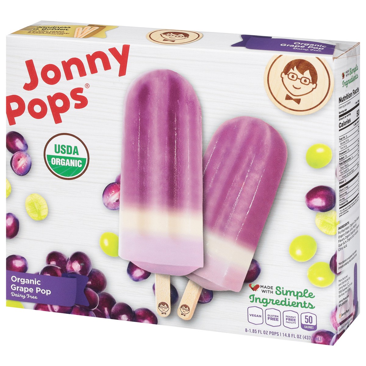 slide 7 of 9, Jonny Pops Dairy Free Organic Grape Pops 8 - 1.85 fl oz Pops, 14.8 fl oz
