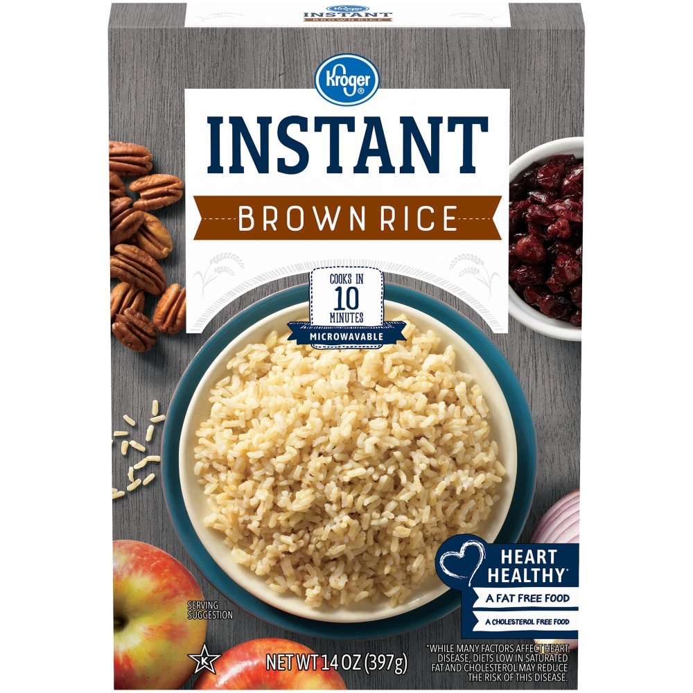 slide 1 of 1, Kroger Instant Microwaveable Brown Rice, 14 oz