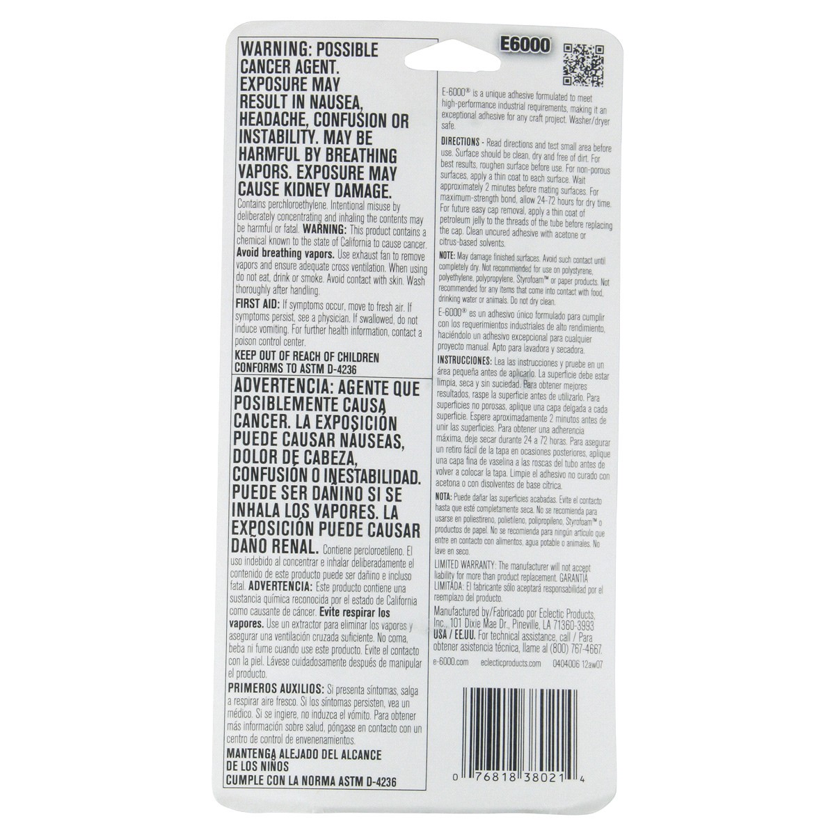 slide 2 of 5, E6000 Industrial Strength Adhesive - White, 2 oz