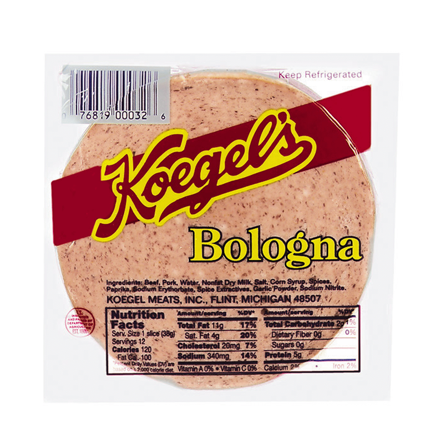 slide 1 of 1, KOEGELS Koegel's Sliced Bologna, 16 oz, 16 oz