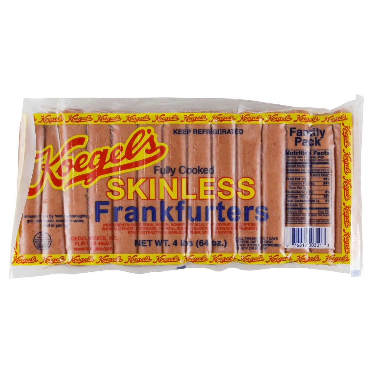 slide 1 of 5, KOEGELS Koegel Regular Skinless Franks, 4 lb, 64 oz