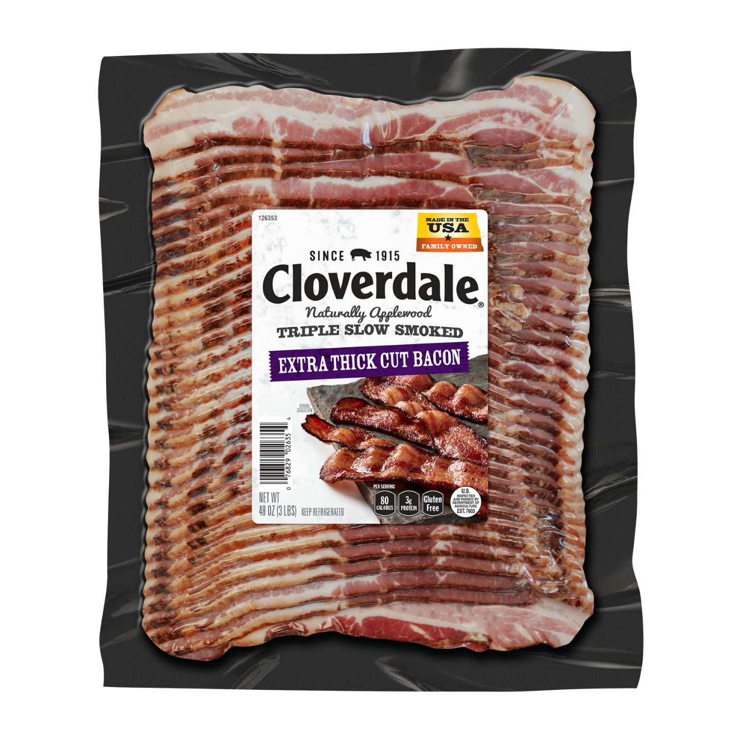 slide 1 of 1, Cloverdale Triple Slow Smoked Bacon, 48 oz, 48 oz