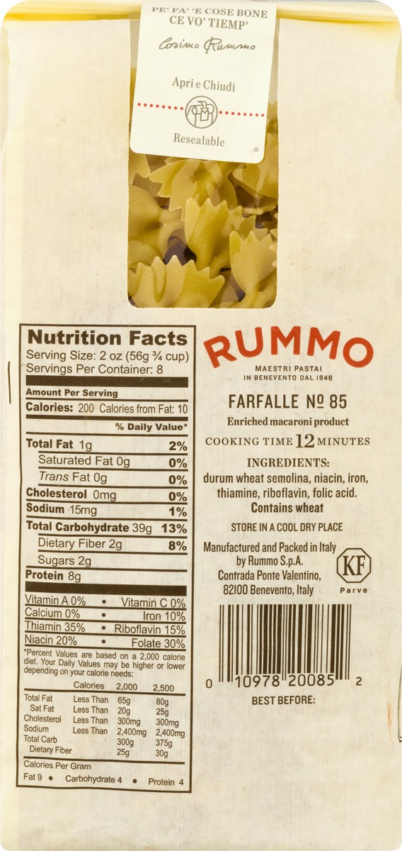 slide 6 of 13, Rummo Farfalle Pasta, 16 oz
