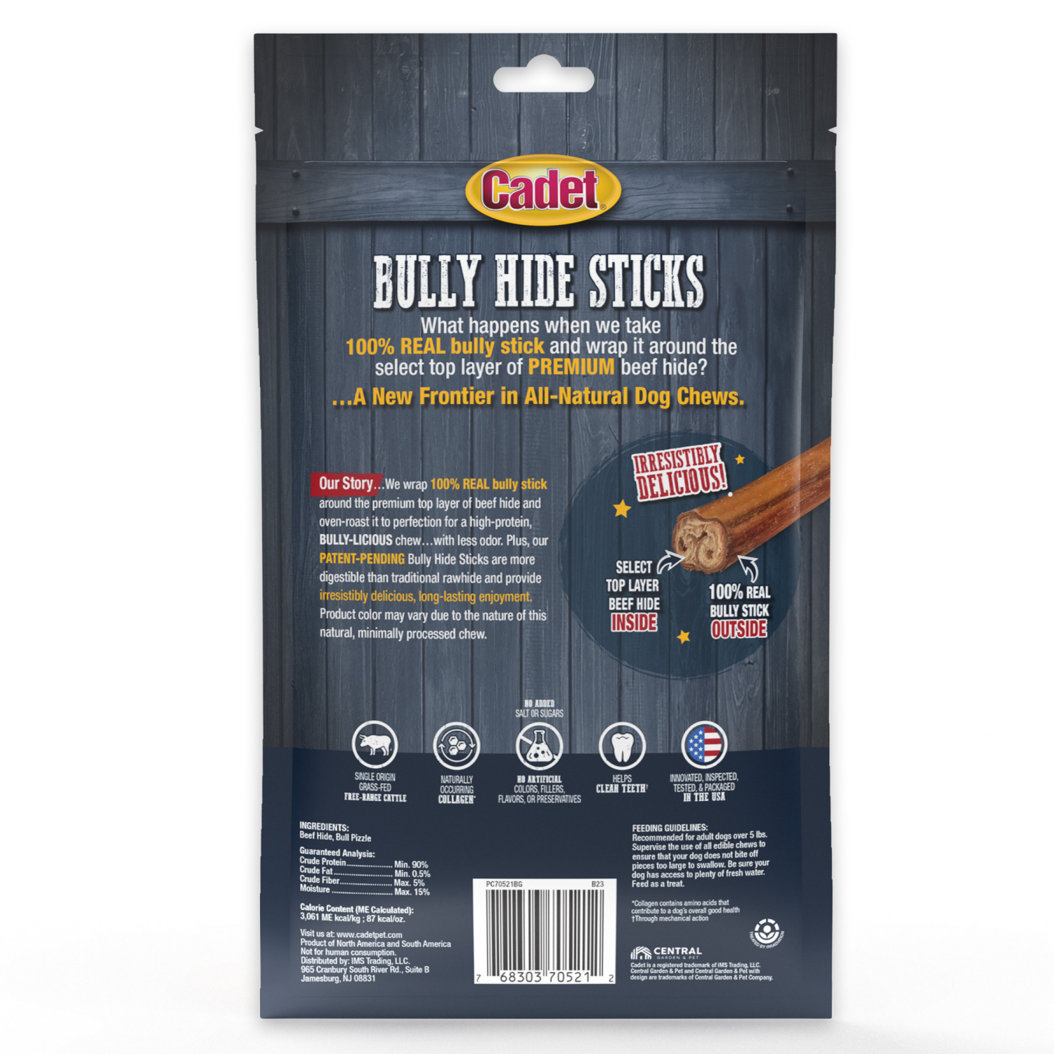 slide 2 of 4, Cadet Bully Hide Sticks All Natural Dog Chews Small Stick 4 Ct, 4 ct