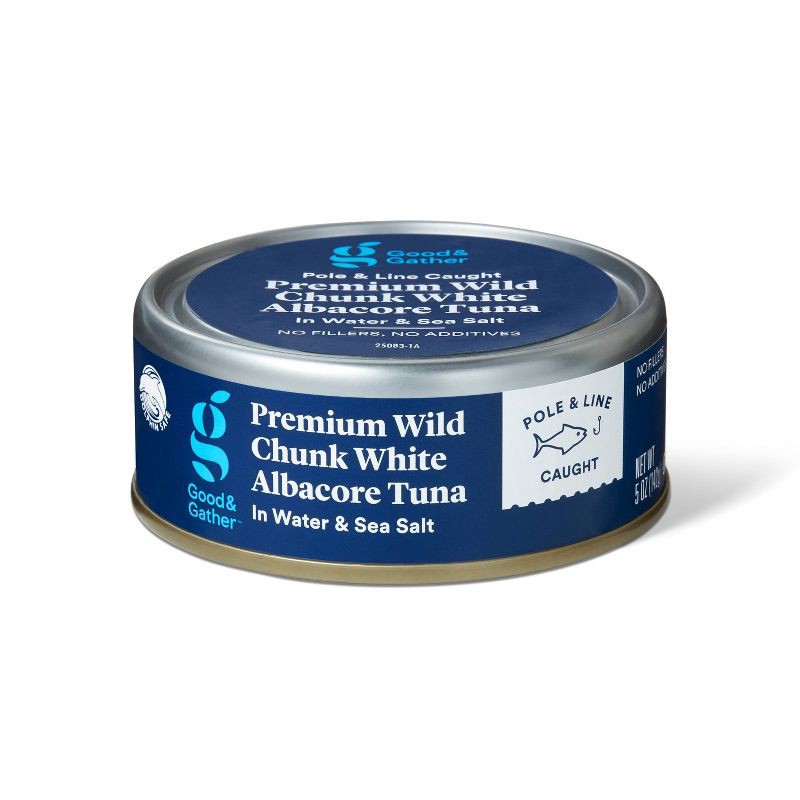 slide 1 of 3, Premium Wild Albacore Chunk White Tuna in Water and Sea Salt - 5oz - Good & Gather™, 5 oz