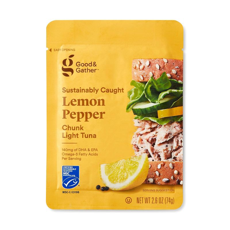 slide 1 of 3, Lemon Pepper Chunk Light Tuna - 2.6oz - Good & Gather™, 2.6 oz