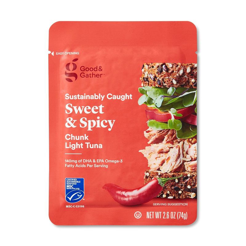 slide 1 of 3, Sweet & Spicy Chunk Light Tuna - 2.6oz - Good & Gather™, 2.6 oz