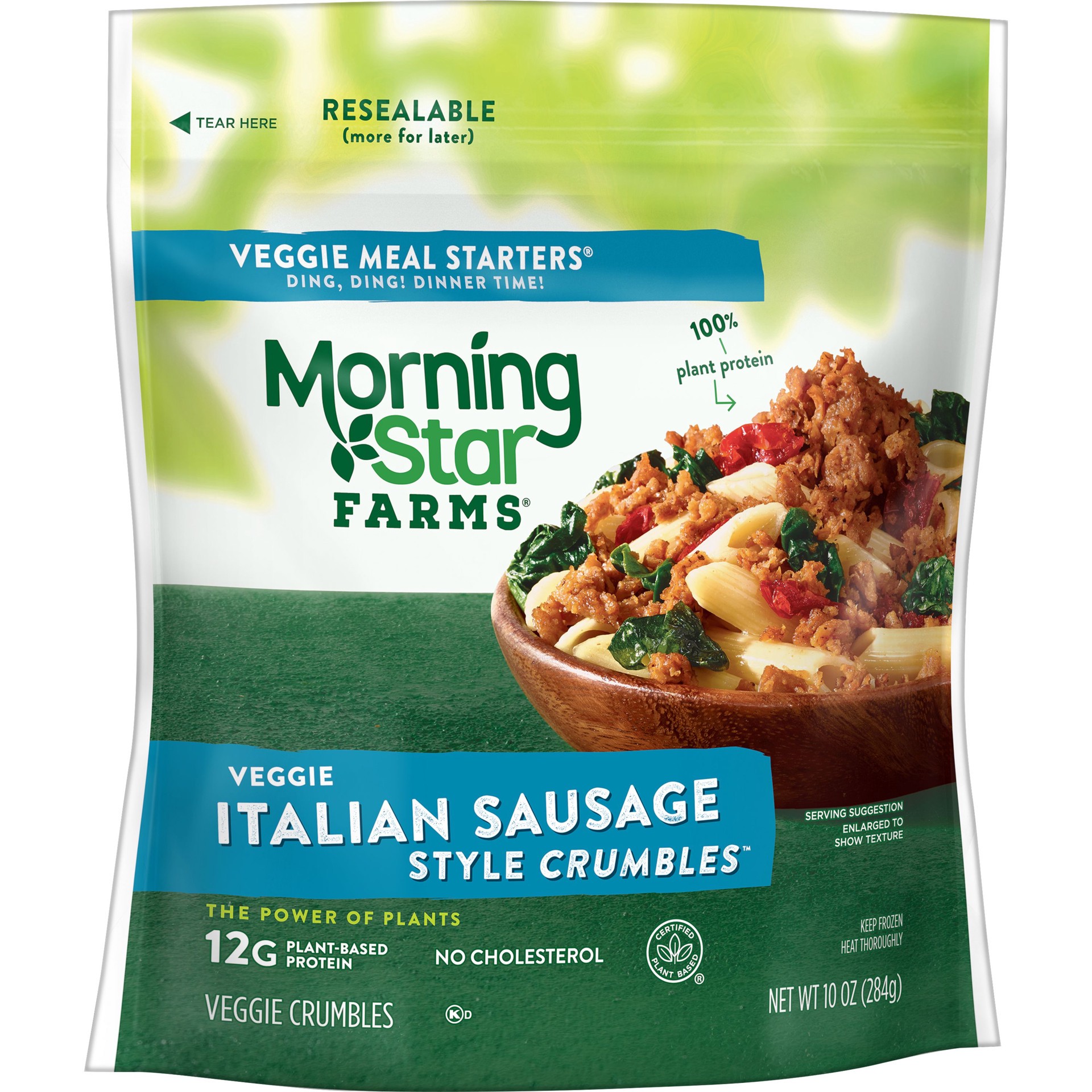 slide 1 of 4, MorningStar Farms Meal Starters Crumbles, Plant Based Protein Vegan Meat, Italian, 10 oz
