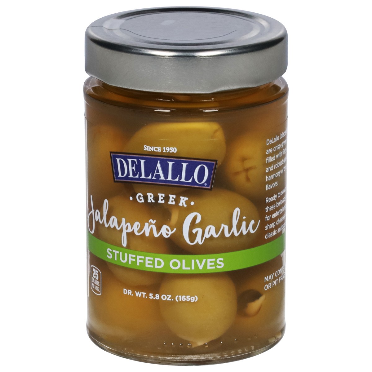 slide 3 of 9, DeLallo Greek Jalapeno Garlic Stuffed Olives 5.8 oz, 5.8 oz