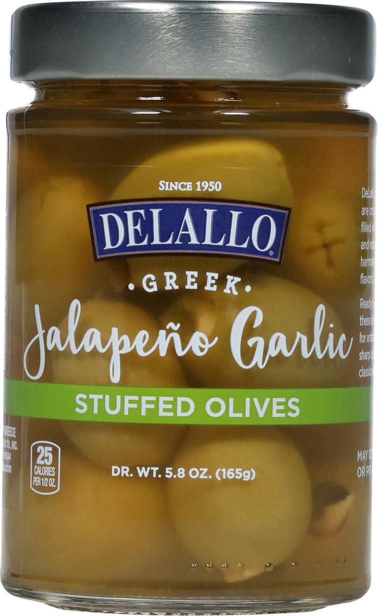 slide 6 of 9, DeLallo Greek Jalapeno Garlic Stuffed Olives 5.8 oz, 5.8 oz