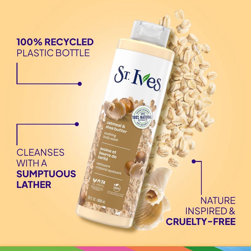 slide 3 of 8, St. Ives Oatmeal & Shea Butter Plant-Based Natural Body Wash Soap - 22 fl oz, 22 fl oz