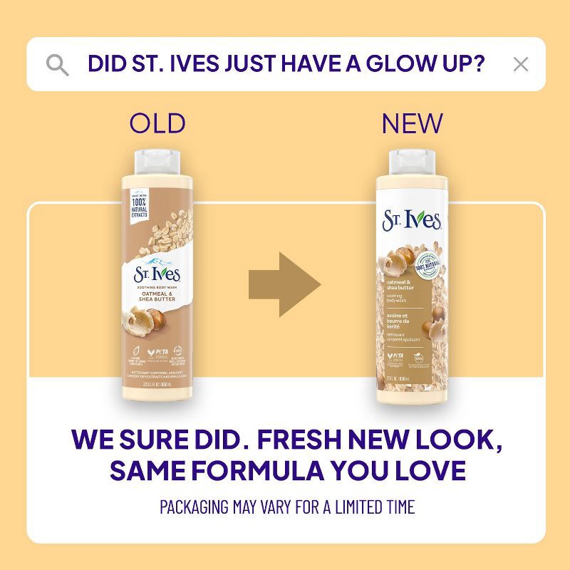 slide 8 of 8, St. Ives Oatmeal & Shea Butter Plant-Based Natural Body Wash Soap - 22 fl oz, 22 fl oz