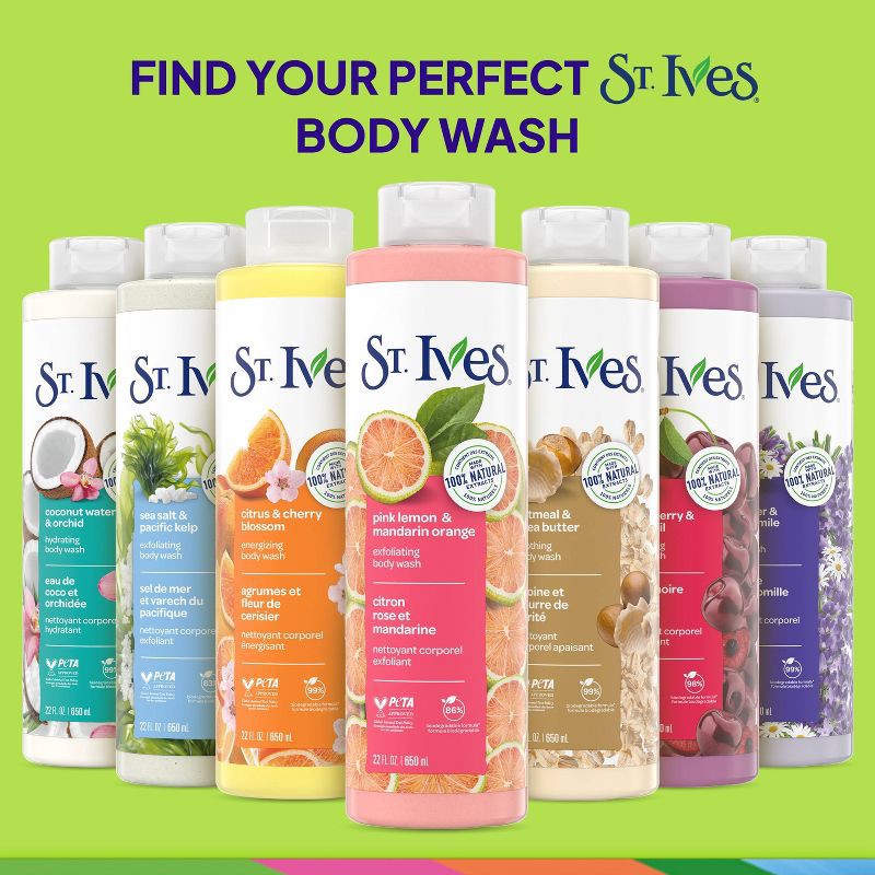 slide 7 of 8, St. Ives Pink Lemon & Mandarin Orange Plant-Based Natural Body Wash Soap - 22 fl oz, 22 fl oz